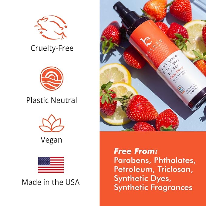 Beauty by Earth Sea Salt Spray for Men & Women - Texture Hair Spray for Adding Volume & Beachy Waves, USA Made with Organic Ingredients