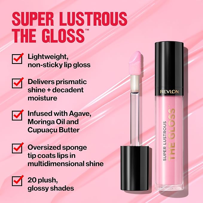 REVLON Super Lustrous Lip Gloss, Non-Sticky, Hydrating, High Shine Finish, 230 Sugar Violet, 0.13 oz (Pack of 2)