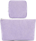 Corduroy Makeup Bag, Travel Cosmetic Bag Organizer Toiletry Bag Make Up Bags with Zipper & Compartments for Women Girls, 2PCS
