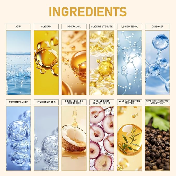 Champagne Body Firming Cream,Lift Body Creme,Skin Moisturizer Tightens,Anti Aging Firming Lotion,Hydrating Legs and Arms 8 Fl oz (1Pcs,Vanilla)