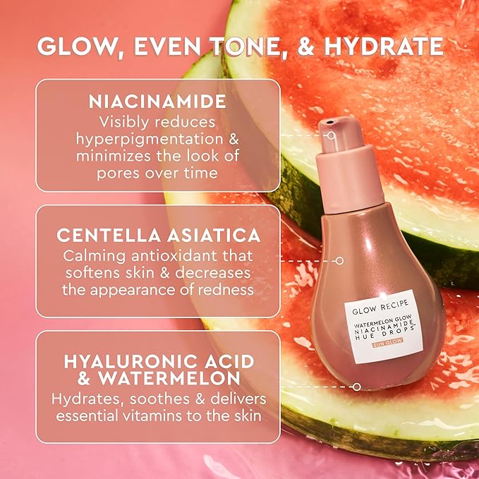 Glow Recipe Dewy Babies Travel Skincare Set - Plum Plump Hyaluronic Acid Serum + Dewy Flush Tinted Blush Drops + Pink Juice Face Moisturizer + Bronzing Hue Drops + Ultra Fine Facial Mist (5 Count)
