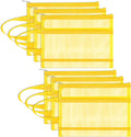 6 Pack Mesh Zipper Pouch Bags, Double Layer Nylon Pouch with Handle for Office Travel Organization (Yellow, A5)