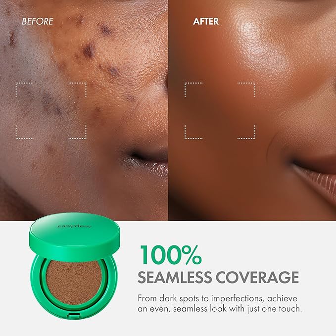 Easydew Mela B Toning Ampoule Cushion - 2-in-1 Korean Skin Care & Face Beauty Makeup - Age-Defying Full Coverage Cushion Foundation with Niacinamide & Hyaluron-Vital C 0.45 oz (#41 Chestnut)
