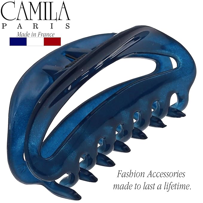 Camila Paris CP3081 French Hair Clip for Women, Blue, Girls Hair Claw Clip Jaw Fashion Durable and Styling Hair Accessories for Women, Luxury Ladies Strong Hold No Slip Grip Clamp, Made in France