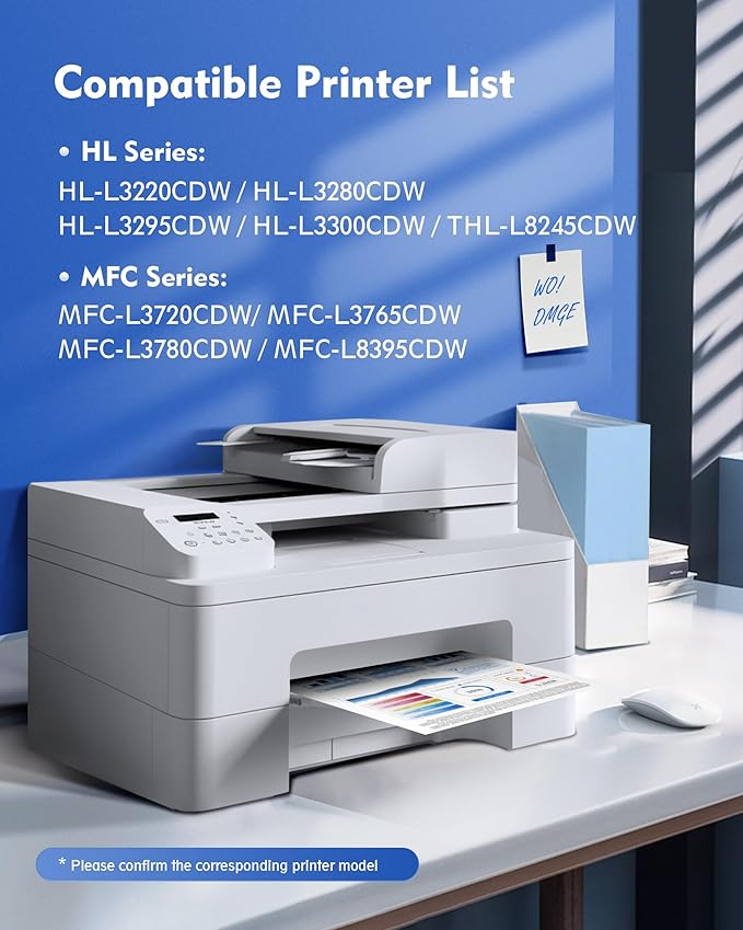 TN229 TN229XL Toner 4 Pack Compatible with Brother MFC-L3780CDW MFC-L3720CDW HL-L3280CDW HL-L3295CDW Printers