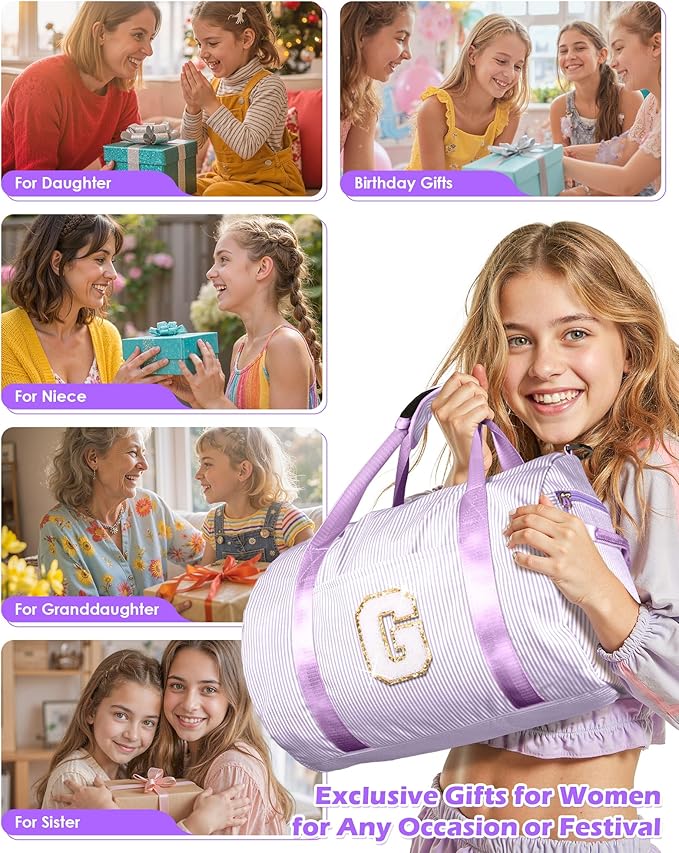 Stocking Stuffers for Teens, Girls Travel Duffle Bag, Kids Initial Overnight Duffel Bags with Shoe Compartment, Personalized Dance Bag with Cosmetic Pouch, Trendy Stuff (Letter Z)