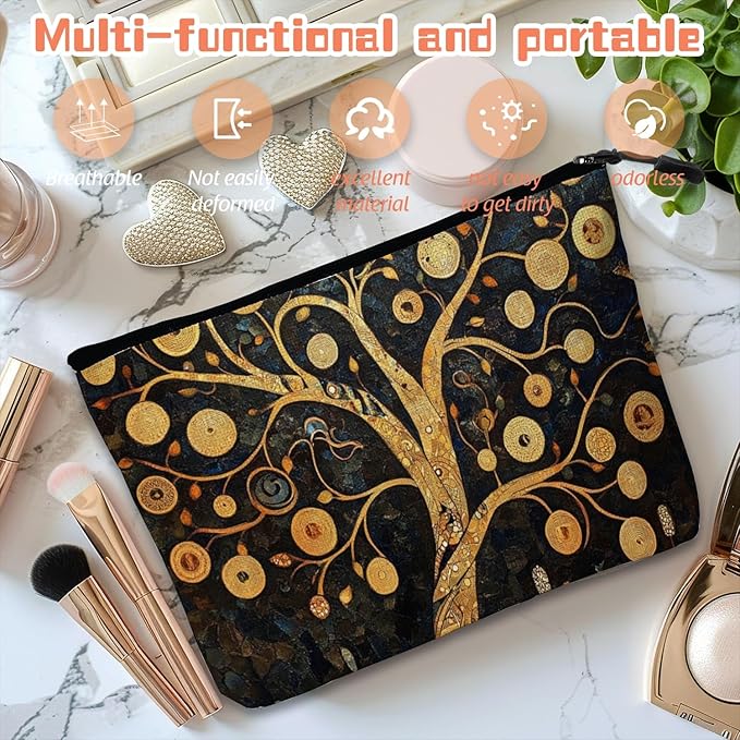Cosmetic Bags Travel Makeup Toilet Case Waterproof Pouch for Women Girls 6.7X9.45inches - Celestial - Inspired Ornamental Tree