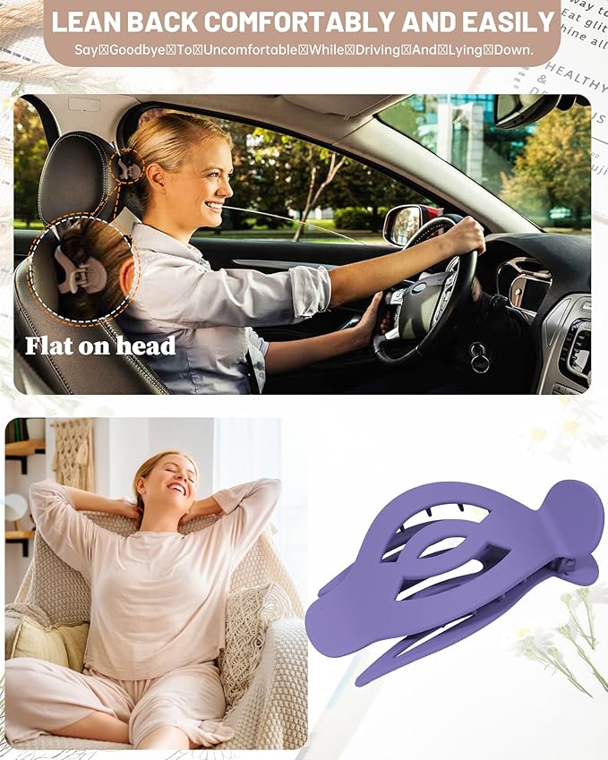 AWAYTR 6Pcs Upgrade Large Flat Hair Claw Clips for Women Girls, 5" Non-slip Duckbill Hair Clips for Long, Thick, Thin Hair, Comfortable for Driving & Lying Down (Matte (Dark))