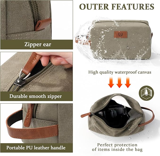 Janhavi Personalized Waterproof Toiletry Bag for Men,Gifts for Boyfriend,Toiletry Bag For Shower Caddy,Engraved Initials & Wheat Ear, Mens Toiletry Travel Bag,Travel Essentials for Men(Olive Green J)