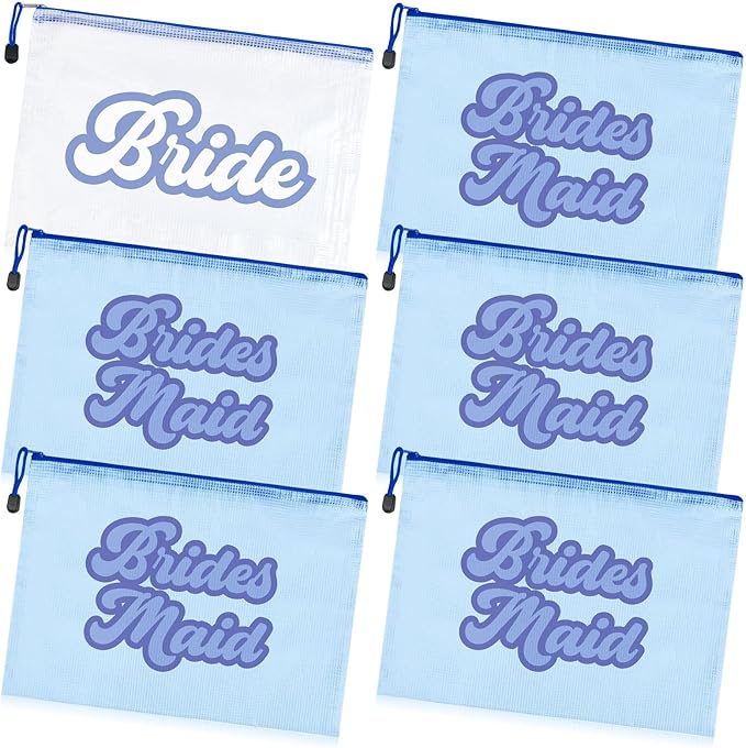 SOIDRAM 6PCS Bridesmaid Makeup Bag Clear Zippered Bag Bridesmaid Proposal Gifts Cosmetic Pouch for Wedding Party Favors Bachelorette Party Decorations Toiletry Organizer Bag Cosmetic Case Gift
