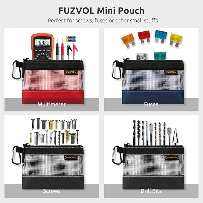 Clear Tool Pouch, 7" Small Tool Bag, Mini Zipper Pouch, See Through Tool Pouch Bag for Tool Box Organizers and Storage, Heavy Duty Tool Bag for Men and Women, 3 Pack