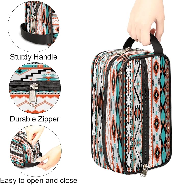 Aztec Ethnic Aztec Geometric Travel Toiletry Bag for Women Men Organizer Cosmetic Makeup Bag Waterproof Lightweight Shaving Bag Dopp Kit Large Capacity for Toiletries and Shaving Accessories