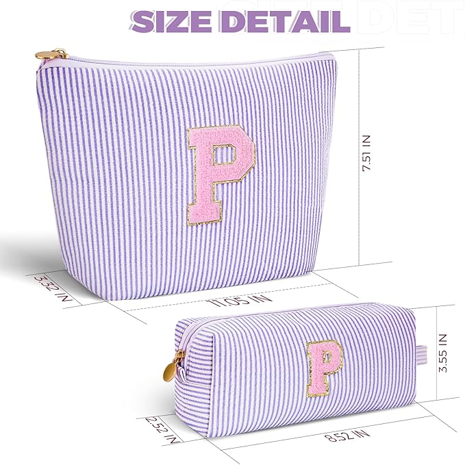Personalized Makeup Bag for Women Girls - Fashion Cosmetic Bag Trendy Travel Toiletry Bag with Initials Letter - Teen Gifts - Lavender,P