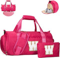 Christmas Gift for Grandkids, Girls Travel Duffel Bag, Kids Initial Overnight Bags with Shoe Compartment, Customized Sport Gym Weekender Bag with Makeup Pouch, Teen Girl Gifts (Letter W)