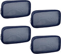 4 Pieces Mini Zipper Nylon Mesh Pouch, Mesh Cosmetic Bags Makeup Bags, Multipurpose Travel Toiletry Bags for Office Supplies and Travel Accessories (Navy Blue, M)