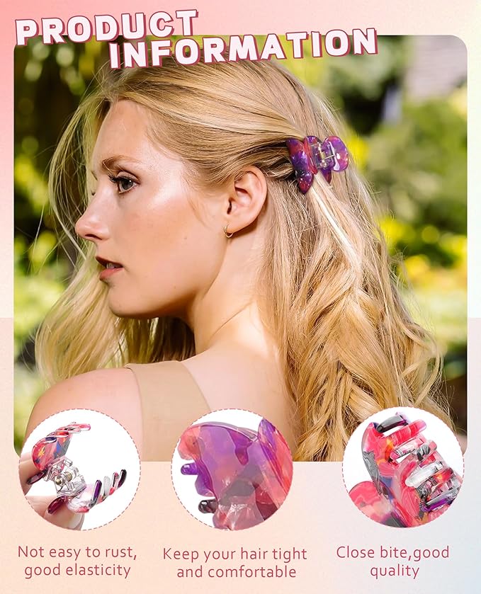 Claw Hair Clips Jaw Clamps - 12PCS Small Hair Claw Jaw Clamp for Thin Hair Styling Accessories Classic Hair Clamp for Women Girls (Flower#1)