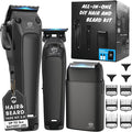 Royal Clips Hair and Beard Fade Kit 2.0 – Professional Clipper, Trimmer & Foil Shaver Bundle for Men, Complete Haircut Set for Barbers – Ideal Holiday Gift for Men, Fathers, Brothers & Barbers - Black