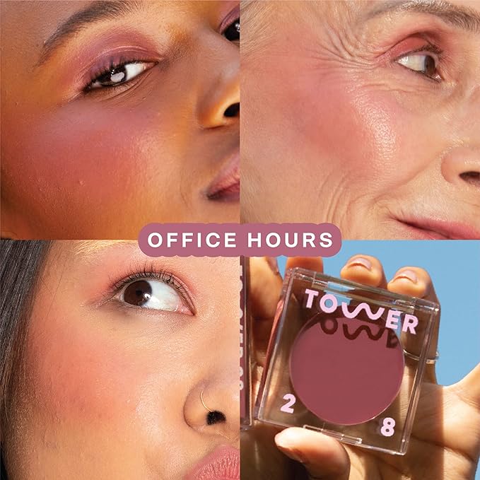 Tower 28 Beauty BeachPlease Cream Blush for Cheeks and Lips - Multi-Purpose Lip and Cheek Tint in Mauve Blush - for Sensitive Skin – Color OFFICE HOUR, Luminous Finish