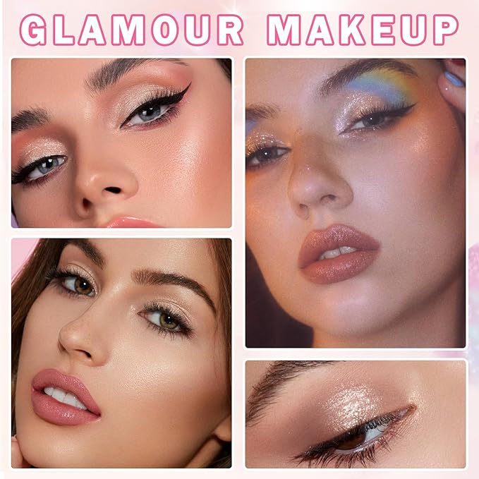 Glitter Eyeshadow Champagne Single, Ultra Fine Shimmer, Lightweight Sparkling Blendable Formula, Daily Multiuse Glossy Eyes Makeup (Weaving Maid)