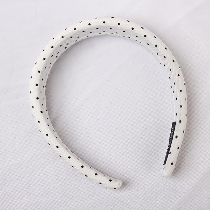 Headband and Scrunchie Set for Women 2Pack Hair Ties for Girls Elastics Bands Ponytail Holder Hair Accessories White Dot