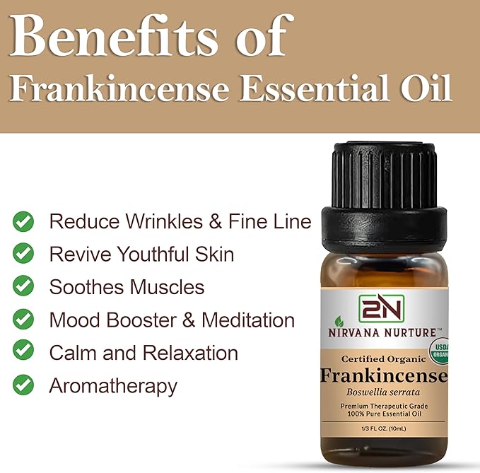 Frankincense Essential Oil USDA Certified Organic, 100% Pure Natural Premium Grade, Undiluted