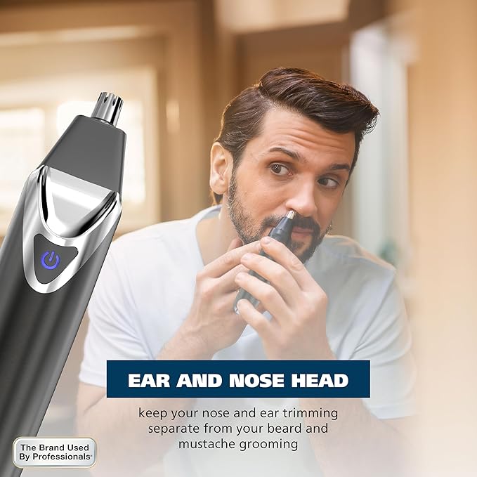 WAHL USA Stainless Steel Lithium Ion 2.0+ Slate Beard Trimmer for Men - Electric Shaver, Nose Ear Trimmer, Rechargeable All in One Men's Grooming Kit - Model 9864