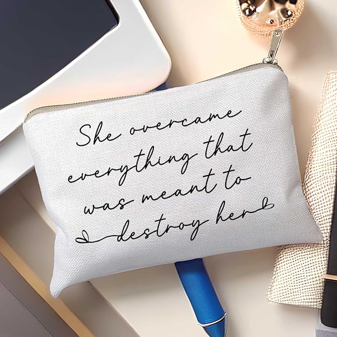 She Over Came Everything That Was Sent To Destroy Her Makeup Bag Women Empowerment Gift To Girl Boss Strong Women Female Empowerment Gift