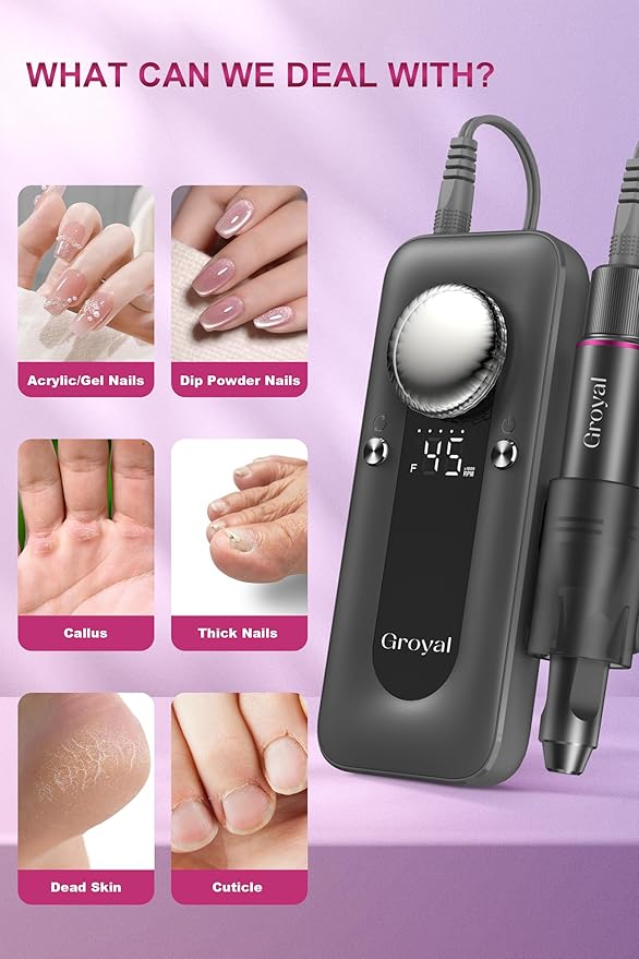 Electric Nail Drill 45000RPM Cordless Portable Rechargeable Nail Drill Kits for Acrylic Gel Nails…