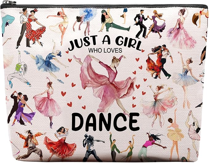 Dance Gifts Dance Makeup Bag, Dance Recital Gifts for Dancer, Birthday Gifts for Dance Lover Teacher Women, Dance Stuff Cosmetic Bag Toiletry Bag Pouch