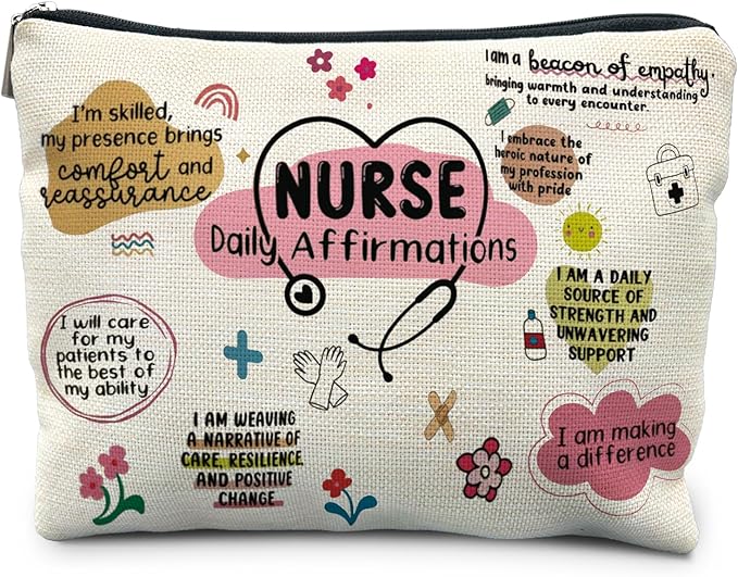 Nurse Makeup Cosmetic Bags - Women's Appreciation & Graduation Gift with Daily Affirmations