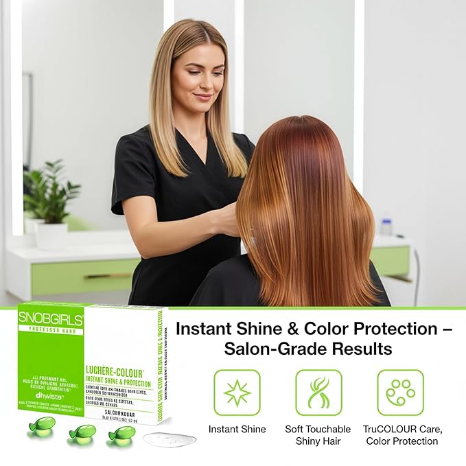 SNOB GIRLS Shine & Color Defense Hair Oil Capsules LUMIERE COLOUR. TruColour Care, Color Protection. Vegan Leave-In Serum for Gloss & Frizz Control. With Rosemary, Hyaluronic Acid & Biotin 15 Ct