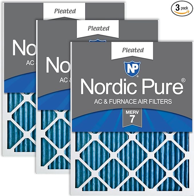 Nordic Pure 18x18x1 Pleated MERV 7 Air Filters 3 Pack by NordicPure