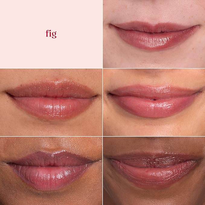 Burt's Bees Shimmer Lip Tint Set, Tinted Lip Balm Stick, Moisturizing for All Day Hydration with Natural Origin Glowy Pigmented Finish & Buildable Color, Fig (4-Pack)
