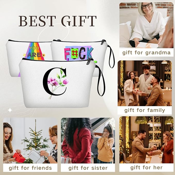 Happy Birthday Friendship Womens Bridesmaid Coolest Gifts for Sister Teacher Coworkers Personalized Travel Makeup Cosmetic Bag with Mirror Valentines Mothers Day Christmas Graduation C