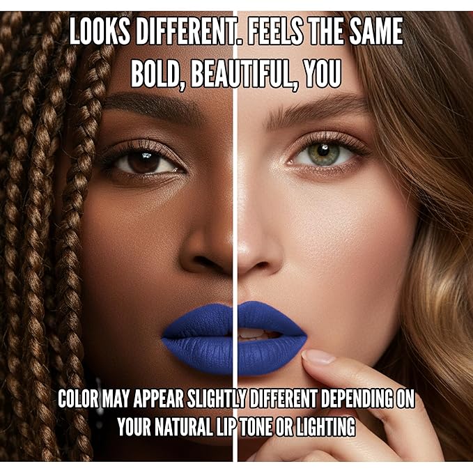 Mynena Blue Long Lasting Lipstick for Women Waterproof & Transfer-Proof | Hydrating with Shea Butter | Bold Pigment Intense Matte Color Lip Stain | Talc-Free & Vegan Product that Performs | Mavi