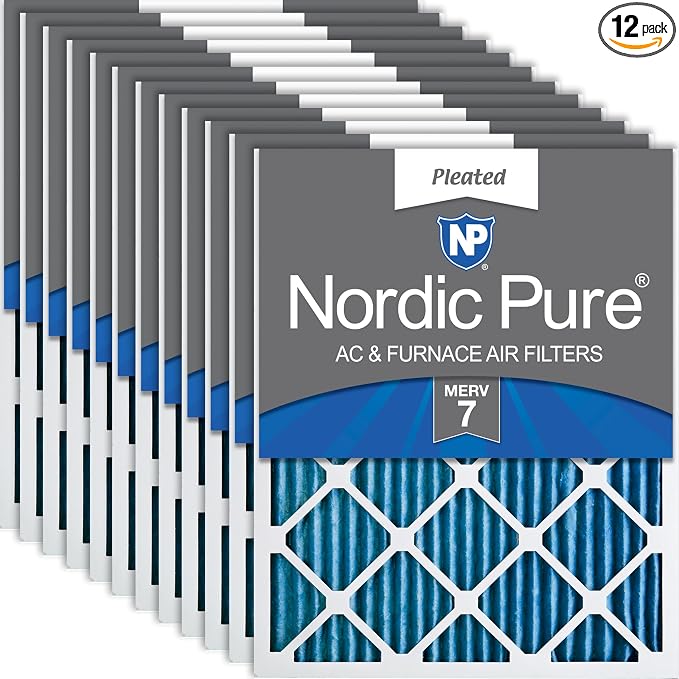 Nordic Pure 18x18x1 Pleated MERV 7 Air Filters 12 Pack by NordicPure