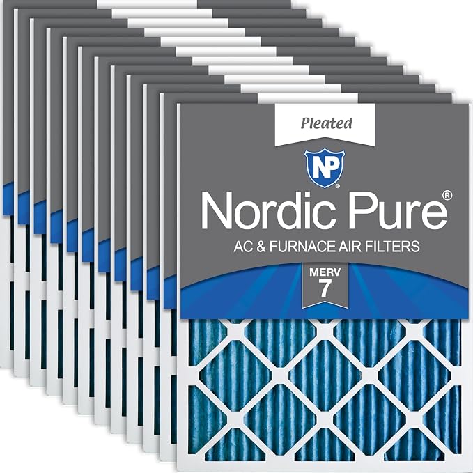 Nordic Pure 12x12x1 Pleated MERV 7 Air Filters 12 Pack by NordicPure