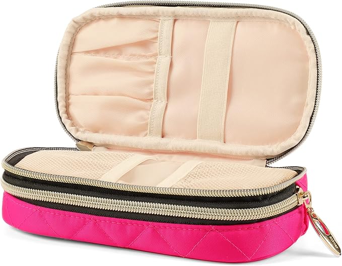 ANKUER Travel Makeup Bag for Women: Small Cosmetic Bag Organizer Cosmetic Case Pouch for Girls (Rose Red)