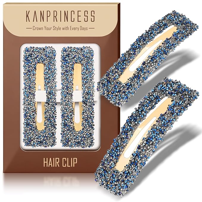 Rhinestone and Crystal Hair Clips 2-Pack, Sparkly Barrettes & Elegant Bling Accessories for Women & Girls(Set13)