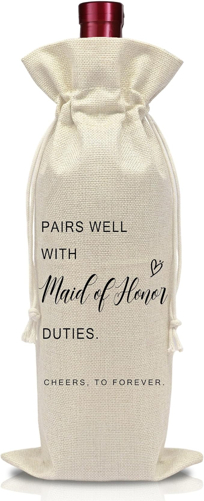 AWSICE Wedding Wine Bottle Bag - Maid of Honor Proposal Gifts - Pairs Well with Wedding Gift Bags - Engagement Present for Bridesmaid - Bridal Planning Shower Decorations-A08
