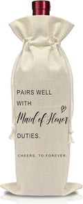 AWSICE Wedding Wine Bottle Bag - Maid of Honor Proposal Gifts - Pairs Well with Wedding Gift Bags - Engagement Present for Bridesmaid - Bridal Planning Shower Decorations-A08