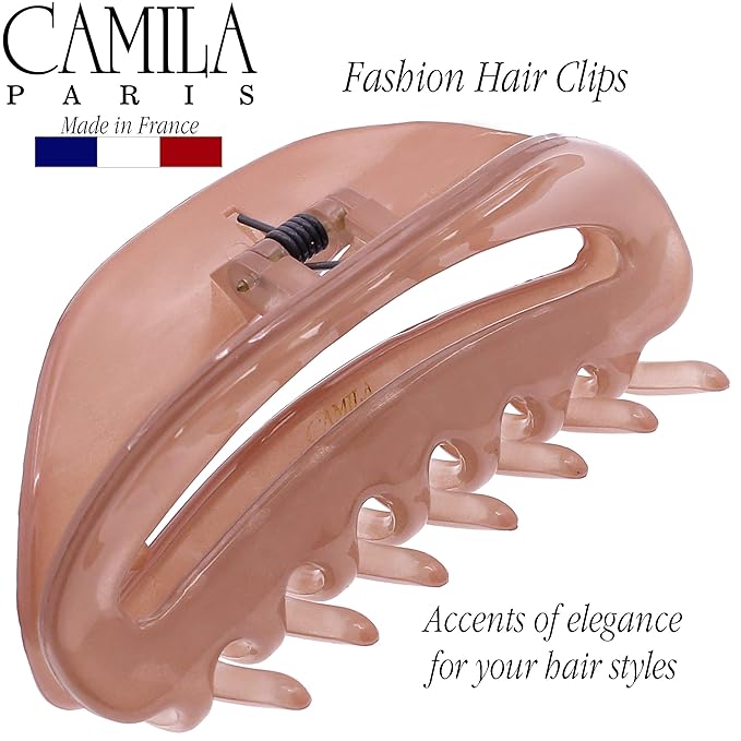 Camila Paris CP3123 French Hair Clip for Women, Nude, Girls Hair Claw Clip Jaw Fashion Durable and Styling Hair Accessories for Women, Luxury Ladies Strong Hold No Slip Grip Clamp, Made in France
