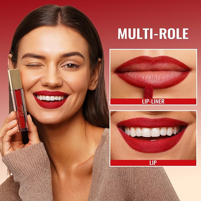 Oulac Matte Liquid Dark Red Lipstick for Women, Long Lasting Lipstick, Waterproof Lip Stain, No Transfer, Creamy High Pigmented Formula with Vitamin E, Vegan & Cruelty-Free M18