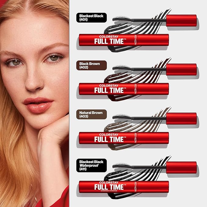 Revlon ColorStay Full Time Volumizing Mascara, 24 Hour Wear, Smudge-Proof, Non-Clumping, Flake-Free, Stocking Stuffer for Her, 403 Natural Brown