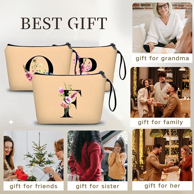 Birthday Thank You Appreciation Monogrammed Gifts for Mom Aunt Teacher Sister Friend Coworkers Bride Bridesmaid Makeup Cosmetic Bag with Mirror Mothers Day Christmas Graduation F