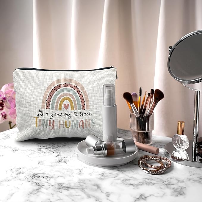 Nogrit Teacher Appreciation Gifts Makeup Cosmetic Bag,It's a Good Day to Teach Tiny Humans Teacher Makeup Travel Toiletry Bag,Back to School Gifts for Teachers,Thank You Gifts for Teachers