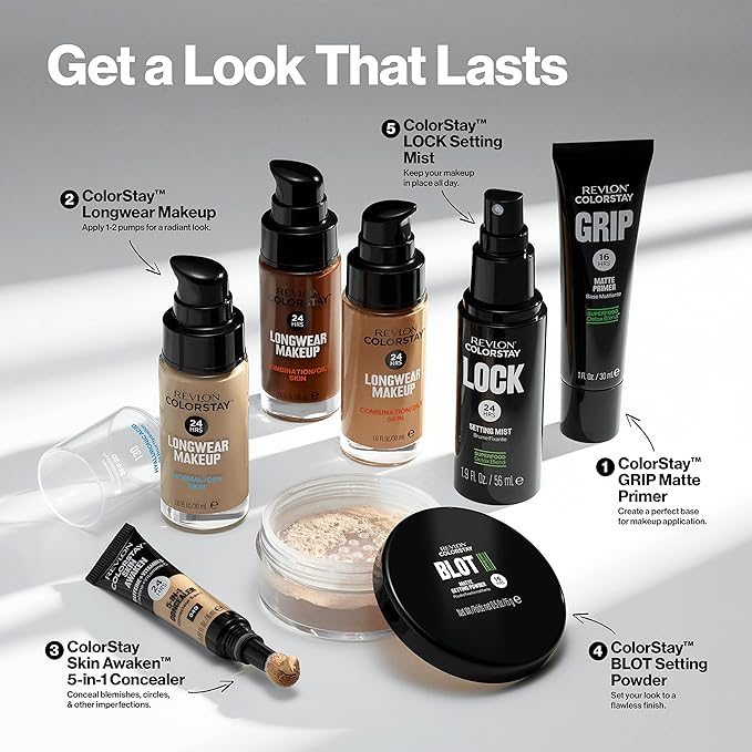 Revlon Liquid Foundation, ColorStay Face Makeup for Combination & Oily Skin, SPF 15, Medium-Full Coverage with Matte Finish, Cappuccino (410), 1.0 Oz