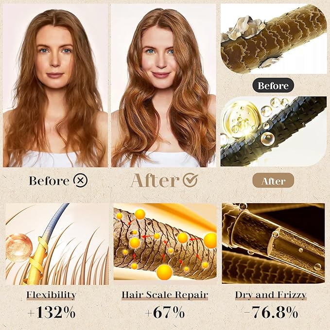 Hair Oil, Rosemary Serum with Bamboo Brush for Frizzy, Damaged Hair Growth Strengthening, Scalp and Argan Care for Women and Men