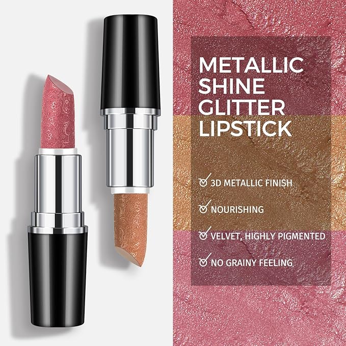 Anglicolor Glitter Pink Lipstick,High Impact Lipcolor,Lightweight Hydrating Formula Smooth and Non-Sticky,Metallic Lipstick For Women,Full-Coverage Lip Color (11 HIP & HIPPIE, 4g)