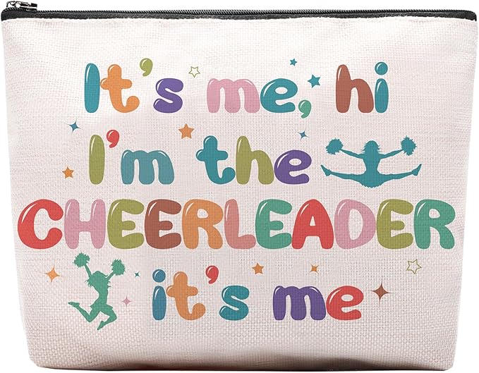 Cheerleading Gifts Makeup Bag, Gifts for Cheerleaders, Cheer Bag Stuff, It's Me Hi I'm The Cheerleader Cosmetic Bag, Cheerleading Teammate Gift for Women